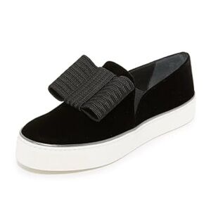 Stuart Weitzman Black Satin Bowgal Bow Slip-on Platform Sneakers Woman's 6.5